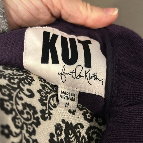 Kut from the Kloth Purple Ruffle Peacoat Trench Jacket Women's size Medium - Picture 8 of 8